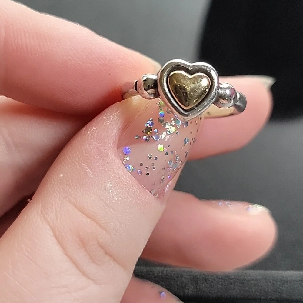 James Avery Retired True Heart Sterling Silver 925 & 14k Gold Ring SZ: 5.5 - Picture 4 of 8